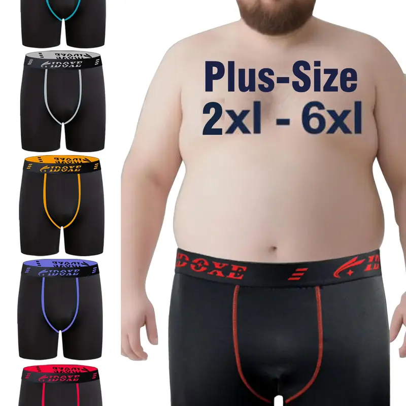 【Black Friday】Men's Plus Size Sports Boxer Briefs, Fashion Colorblock Design, Mid-Waist Breathable Underwear Shorts, Comfortable Stretch, Stretchy Gym Underwear, Suitable for Gym and Casual Wear