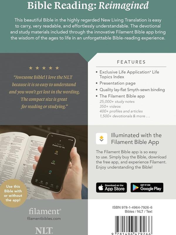 NLT Premium Value Compact Bible, Filament Enabled (LeatherLike, Pink Rose) Imitation Leather Daily Devotional Journal Modern Book Pastel