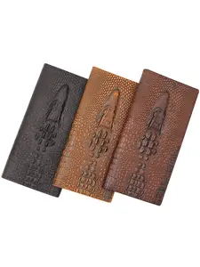 Men's Crocodile Pattern Long Wallet, Business Style Multi-Card Slots with Zipper Coin Pocket, Casual Daily Commute & Business Use, Business Fashion Wallet