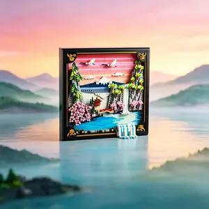 flash card flash card flash card New 31218 Japanese cherry blossom landscape brick building blocks suitable for pixelated models adult toys birthday gifts
