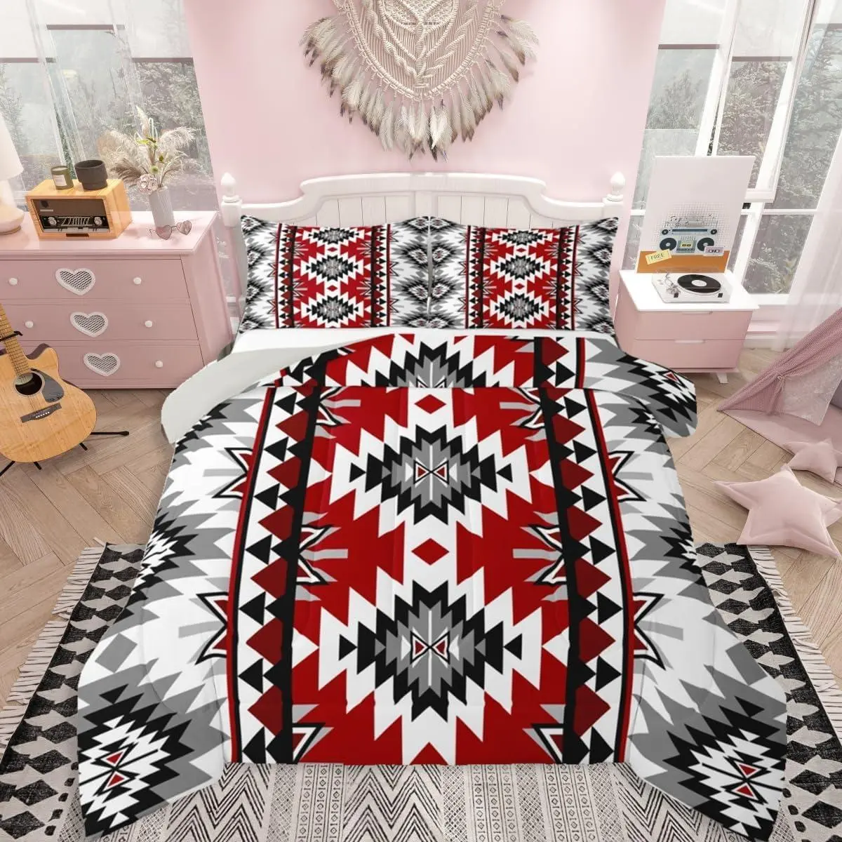 Boho Western Comforter Set Bohemian Southwestern Bedding Set Aztec Decor Duvet Quilt Bedroom Farmhouse Country Ultra Soft Breathable