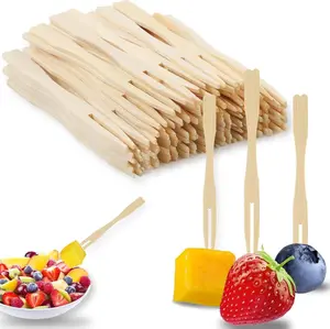 400PCS 3.5 Inch Solid Bamboo Appetizer Forks - Disposable Mini Forks for Desserts Sandwiches Burgers Salads & More - High-Quality Food-Grade Eco-Friendly Utensils