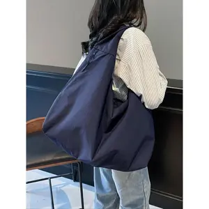 Women’s solid-color textured draped tote bag, back-to-school large-capacity beige shoulder bag, a must-have aesthetic tote—TikTok hot pick, ladies’ purse, unique lightweight stylish tote bag