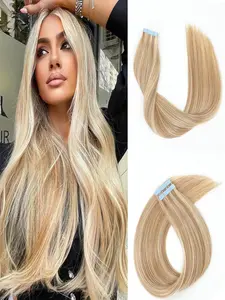 P12/613 Highlight Blonde Tape in Hair Extensions Human Hair Tape Extensions 16-26inch 50g/Pack Remy Human Hair Premium Hair Extensions