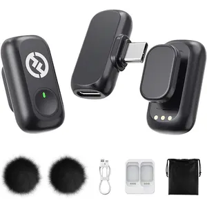 Lark A1  Microphone for  15/16/17 & Android, 48kHz/24-bit, 3-Level Intelligent Noise Cancel,  Mini Mic for YouTube, Podcast, Vlogging (Black, 2TX + USB-C RX)