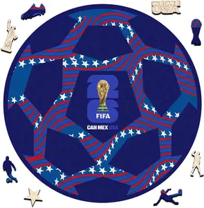 FIFA World Cup 2026 Official Puzzles - USA Soccer Ball Wooden Puzzles for Adults, 200 Pieces Unique Shaped Football Puzzles, Sports Gift for Fans, Football Cups Memorabilia, 5MM Thick,11.8 X 11.8 Inch