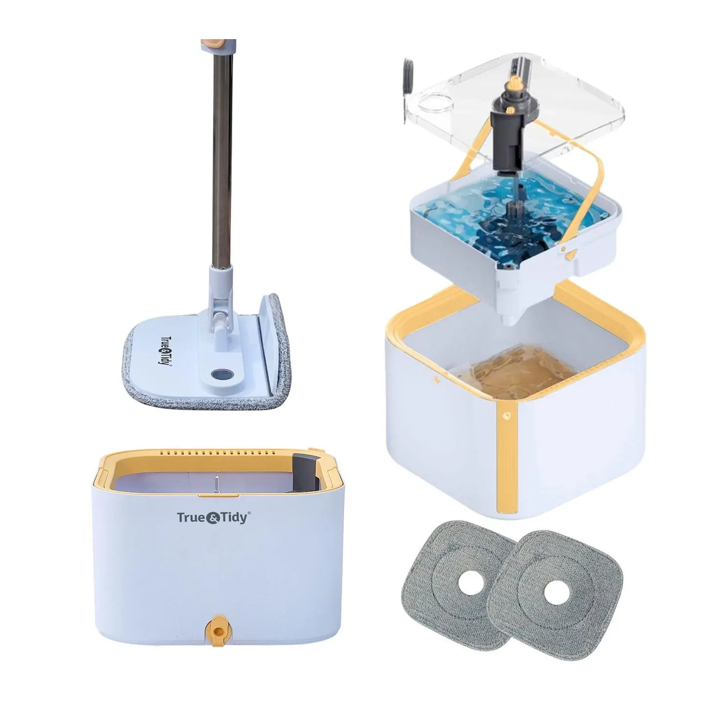 True & Tidy Dual Clean Bucket Spin Mop with Triple Jet Stream True & Tidy Dual Clean Bucket Spin Mop with Triple Jet Stream