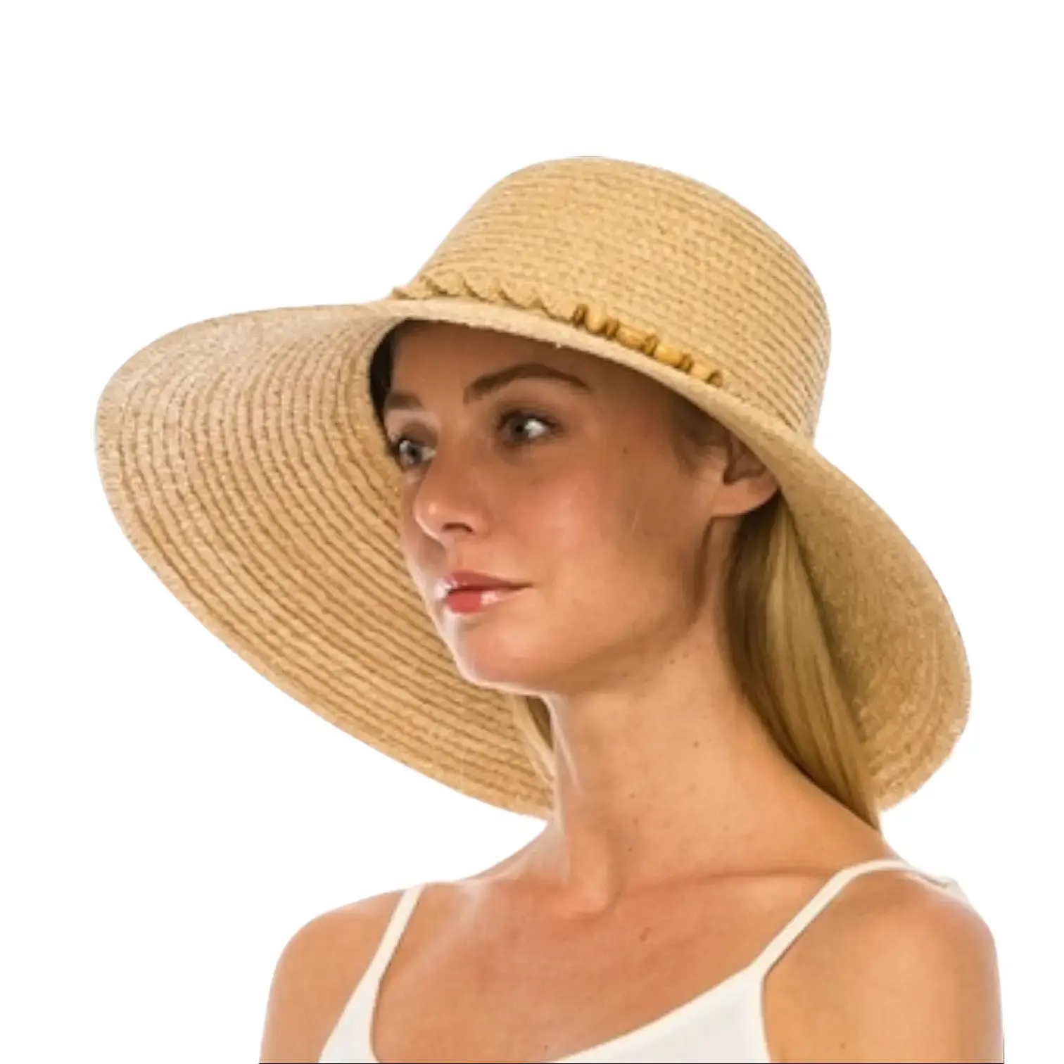 SOLOVE Handmade Raffia Straw Lampshade Hat - Packable Fashion Accessory, Stylish Headwear for Daily Use, Hats
