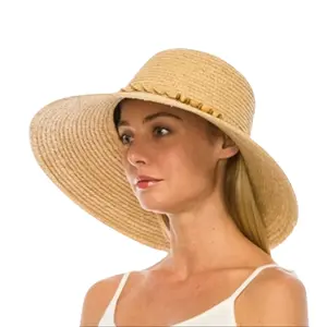 SOLOVE Handmade Raffia Straw Lampshade Hat - Packable Fashion Accessory, Stylish Headwear for Daily Use, Hats