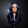 PUNMASA Women's 100% Real Human Hair 13x6 Lace Front Wig - Midnight Blue Brazilian Body Wave, Pre-Plucked, 180% Density, 20in-32in Adjustable Sizes, Ready-to-Wear Natural Wig for Women, Human Hair Wigs