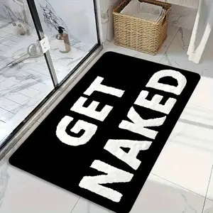 1/2/3 Pcs Soft Flannel Bath Mat Black & White Humorous Bathroom Mat - Machine Washable Polyester, Rectangular, Perfect For Home Decor, Bathroom Mat | Playful Text Mat | Machine Washable Mat, Bathroom Decor