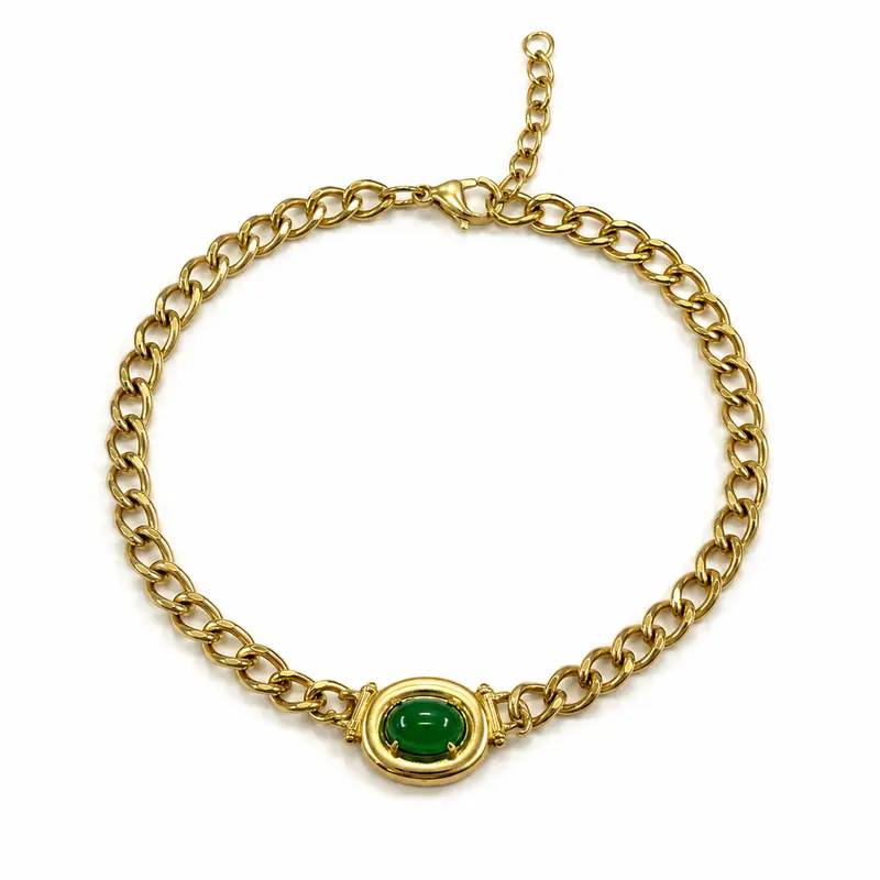 LINREVE Green Patrick Pendant Necklace, Jewelry Accessory