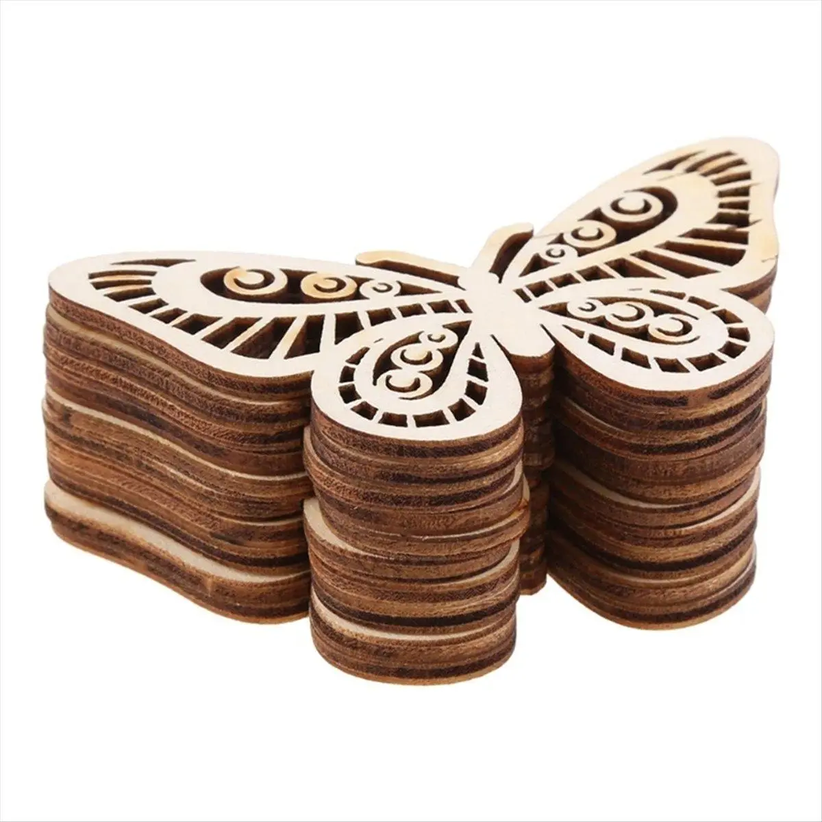 60PCS Cut Butterfly Embellishment Wooden Craft Wedding Decor Wooden Hollow Butterfly Wood Pendant
