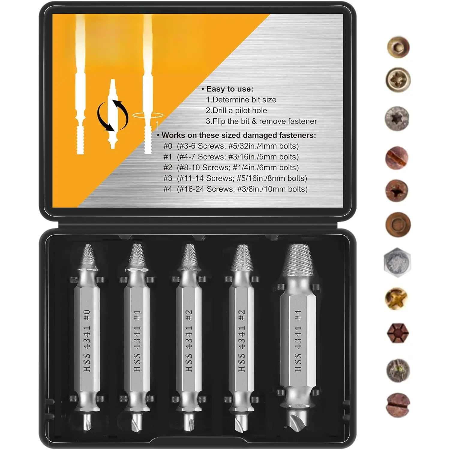 Damaged Screw Extractor Set, Remover for Stripped Screws Nuts & , Drill Bit Tools for Easy Removal of Rusty & Broken Hardware, Superb  for Men Broken Bolt Extractor Screw Remover Set