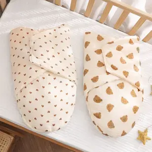 1pc Baby Print Bean Bag Swaddle, Ultra Soft Comfort, Skin-Friendly, Anti-Jump, Anti-Chill, Cartoon Print, Newborn All-Season Wrap, Soft Warm Bedding
