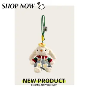 Lovely Fluffy Rabbit Doll Keychain Trendy Dopamine Accessory Backpack Decor Gift Gold Plated Glitter Cherry Silent Stress Relief Fidget