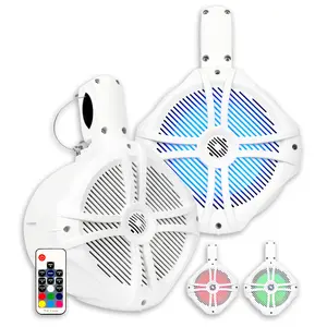 BWT8LED 600W Peak (300W RMS) 8" Marine Tower Speakers with Multi-Color LED Lighting and Remote (White)