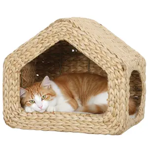 PawHut Wall Mounted Cat House, Cat Shelf Bed, Versatile Cat Wall Shelf for Indoor Kittens, Natural