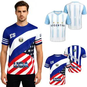 Unisex Soccer Jerseys USA Argentina Uruguay Colombia Guatemala Flag Print V Neck Football Jersey for Men Women Athletic Training Shirt Moisture Wicking Sports Top Casual Fan Apparel S-5XL Breathable Match Day Jersey