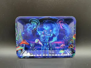 Decorative Remote Table Tray Astronaut Man Print Decoration Snack Tray Metal Plates