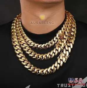 Luxury 18K Gold Cuban Link Chain Necklace for Men – Miami Thick Statement Jewelry, Non-Tarnish, 8mm to 22mm Widths, Bold & Stish Layered Hip Hop Accessory