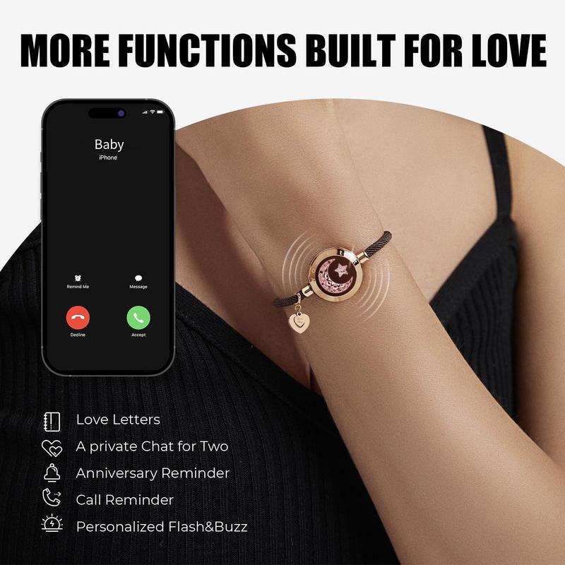 【emotional smart jewelry】totwoo Long Distance Touch Bracelets with Sun&Moon Functional Love Connect Gift For Boyfriend or Girlfriend or your Family