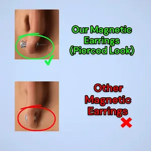Allureis SnapMags Stud Magnetic Realistic Pierced-Look Stem Back Earrings Comfortable Everyday Wear Minimalist Design for All Ages cruise ship jewelry Bohemian Geometric Set goof year rings girlish charm sunglade light weight hoops tiedye croc god magic