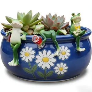 3-Piece Creative Frog Design Hanging Flower Pot Decoration Cute Realistic Garden Planter for Outdoor Balcony Garden Landscaping
