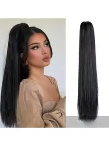 Natural-Looking High-Temperature Soft Synthetic Hair Elegant Long Straight Claw Clip Ponytail Extension for Women - Versatile for All Ethnicities, Ponytail Hair Extensions