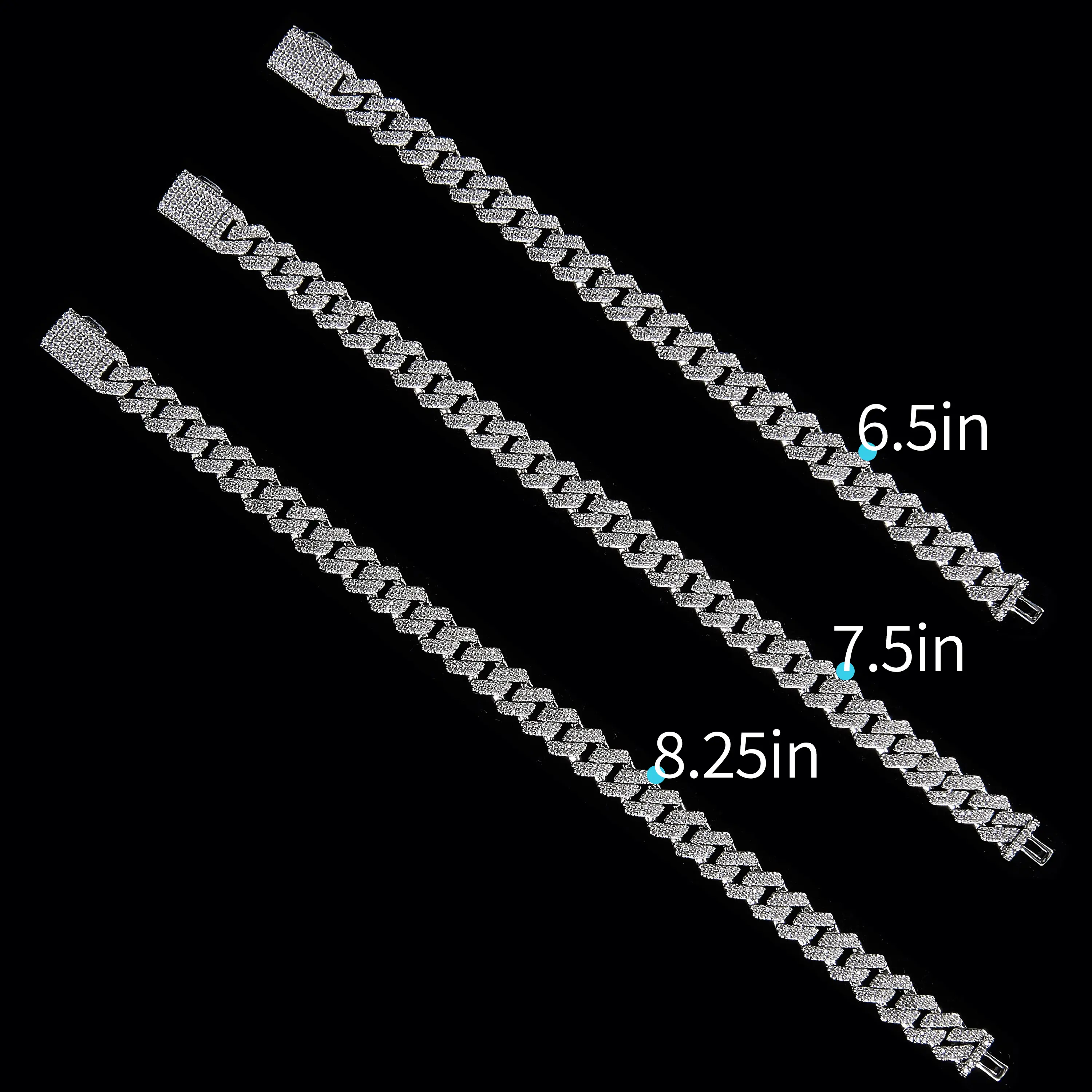 8.5mm Platinum Plated Copper Double Row Iced Out CZ Cuban Jewelry Set,   Miami Cuban Link Necklace & Bracelet With Box Clasp Daily Matching Jewelry SetCuban Link Set