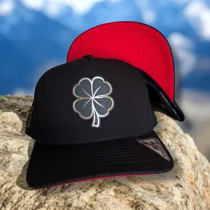 Hat  Clover gold plate Logo - Black Cap with Clover Design