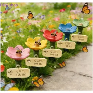 Low-Shaped Ceramic Bee Watering Station - Durable Pollinator Feeder with Cute Bee Design, Eco-Friendly Garden, Backyard Garden Accessories, Patio Decor