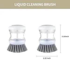 KM US 2 Pcs Dish Brush with Soap Dispenser for Dishes Pot Pan Kitchen Sink Scrubbing, White Household Pet