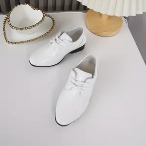 [Formal Oxfords] Lightweight Boys' Formal Lace-Up Oxfords |   PU Upper and Sole, Fabric Lining, Pointed Toe, Solid Color - Classic British Style Low Top School and Casual Wear
