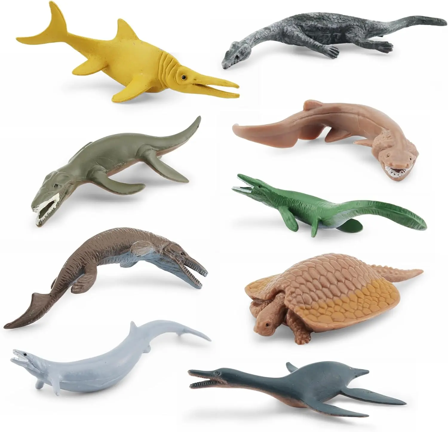 Prehistoric Sea Creatures Plastic Toy Set - 2-4 in Mini Sea Animal Figures, Ocean Dinosaur Cake Toppers, Unisex Kids Learning Materials, Pretend Play Kits, Children Development Toddler Birthday Gift, Learning Activity Kits