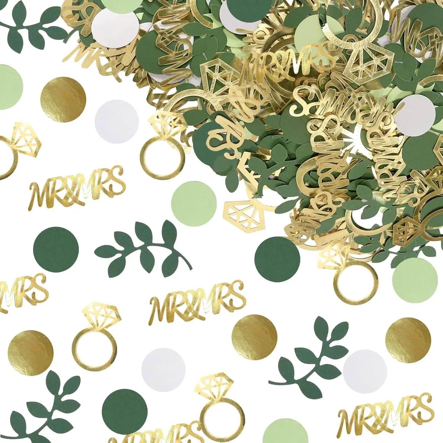 280 count Greenery Bridal Shower Table Confetti Decorations, Sage Green MR&MRS  Ring Confetti Decor for Wedding Engagement Bachelorette Bride to Be Party