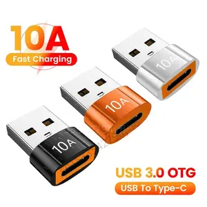 10a OTG USB 3.0 to Type-C Adapter, Fast Charging & Data Transfer, Compatible with Macbook Xiaomi Samsung Devices, Type-C Female to USB Male