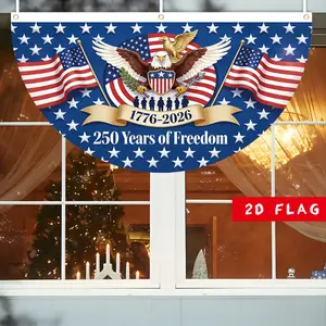 1pc USA 250th Anniversary Garden Semi-Circle Flag 36x18 Inch, Patriotic Staircase Banner with No Power Required, Durable Fabric Outdoor Decor for July 4th 2026 Celebration