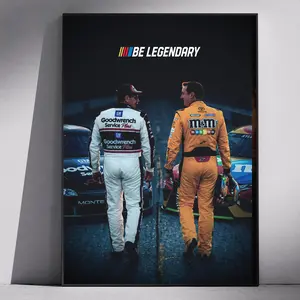 Be Legendary Dale Earnhardt & Kyle Busch Poster, Vintage Nascar Legend Tribute Wall Art, Retro Racing Decor Home, Gift For Fans, MADE IN USA