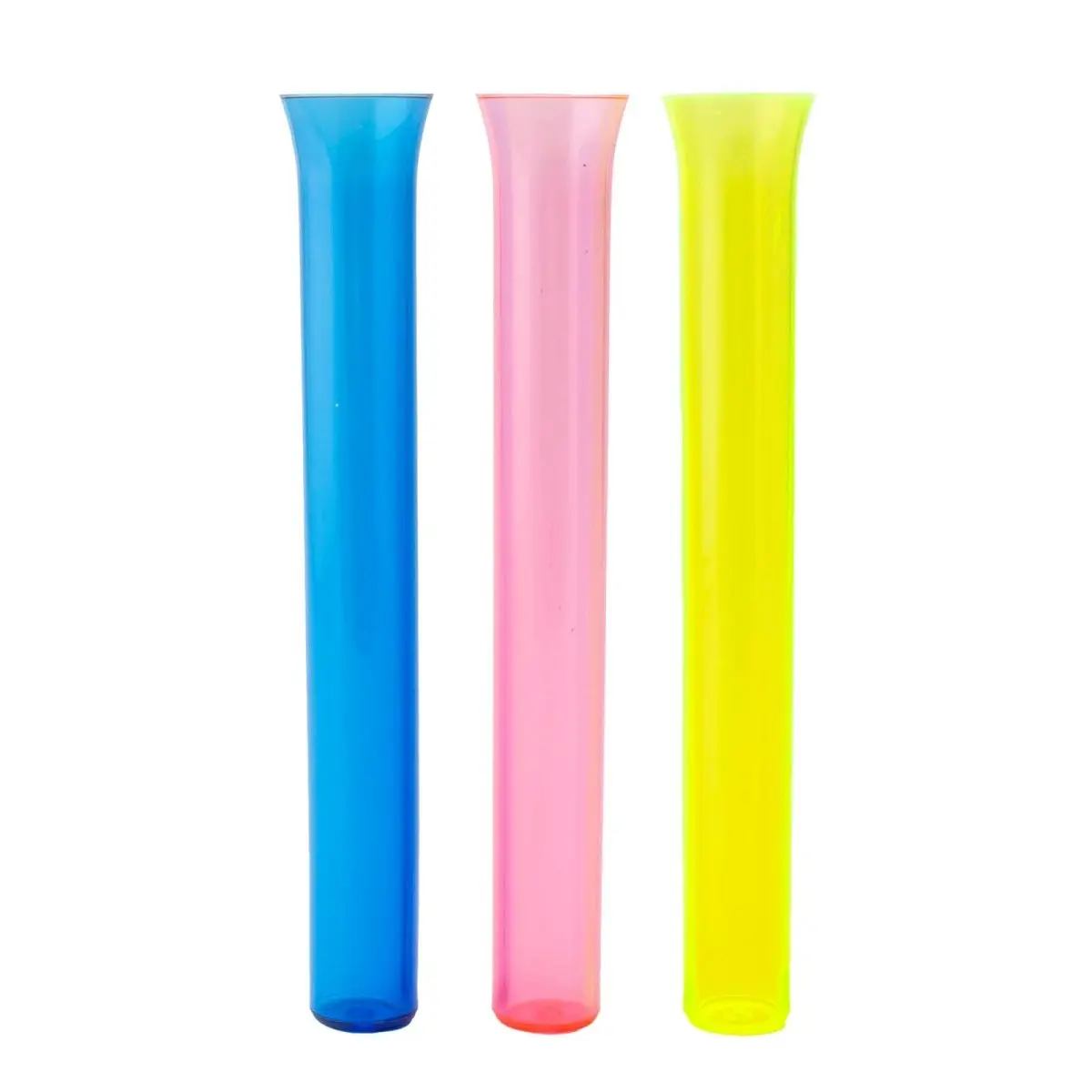 25-Pack Reusable 25ml Plastic Flat Bottom Test Tubes, Assorted Neon Glow-in-the-Dark Colors, 0.625" Base Diameter, 0.875" Top Rim Diameter, 5.625" Height, Low-Mess Healthcare Laboratory Supplies for Nightclub Use