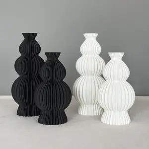 a White matte plastic vase,Black matte plastic flower vase for Pampas Grass,Nordic Modern Boho Style,Home,Living Room,Dining Table,Farmhouse,Office Decor,Bedroom,Table,and Kitchen Shelf