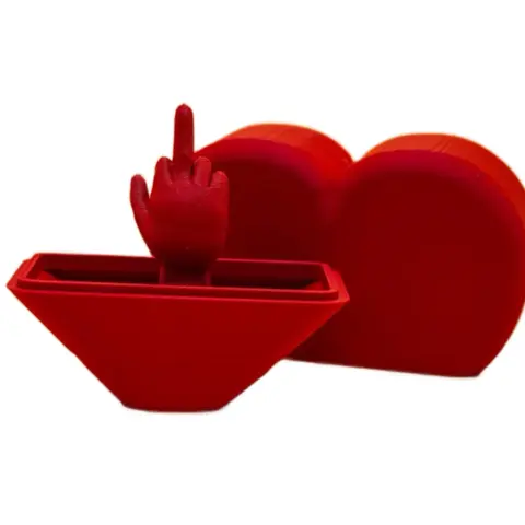 Heart-Shaped Middle Finger Gag Gift - Red Heart-Shaped Container with Hand Design for Hilarious Valentine’s Day Surprise