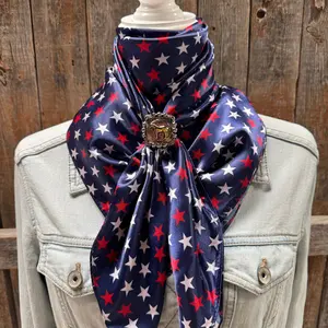 35X35" Red, White & Blue USA Star Wild Rag | Scarf - W186 Slide #WRC3463D