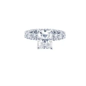 14K Gold Radiant 3.50 Carat Moissanite U Prong Eternity Engagement Ring