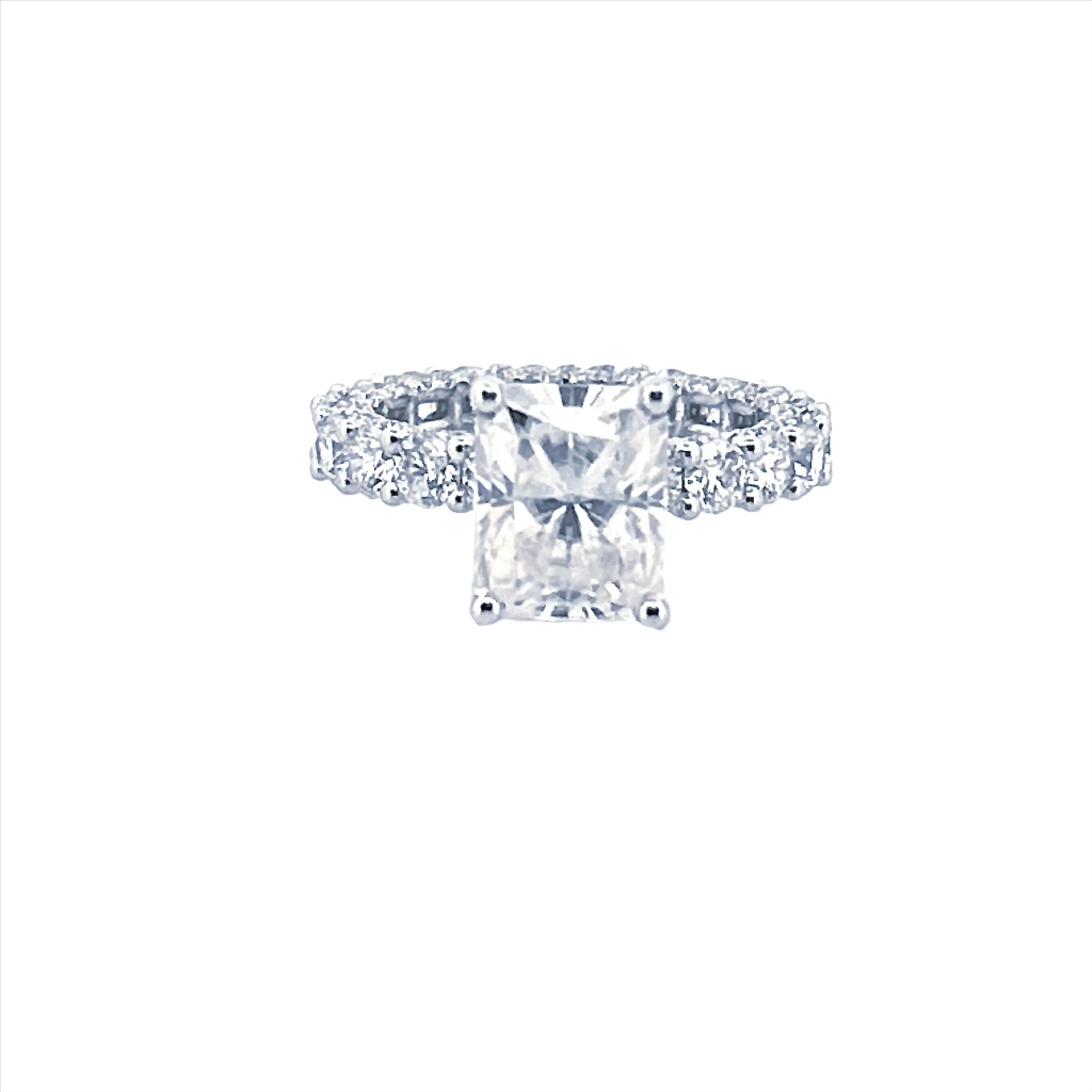 14K Gold Radiant 3.50 Carat Moissanite U Prong Eternity Engagement Ring