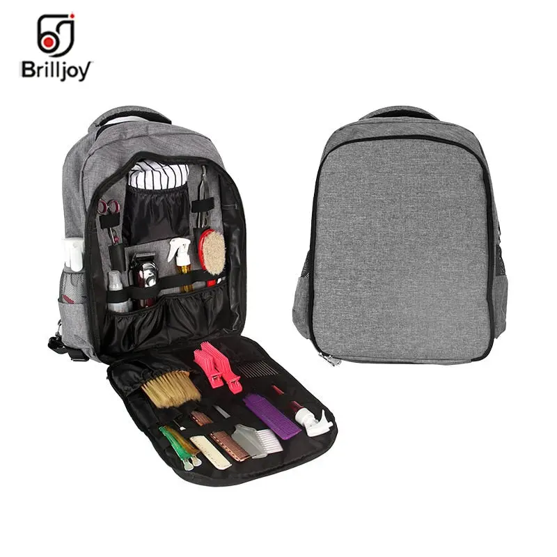 Brilljoy Unisex Functional Barber Backpack, High-Capacity Hair Tool Storage & Hair Scissors Bag with Compartments, 34*11*49cm for Outdoor Travel, Hair Scissors Bags
