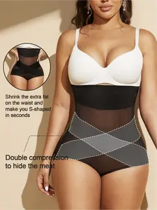 Women's body-shaping clothes, high-waist underwear, gauze lace breathable comfortable seamless, pure color suitable for everyday leisure outdoor, shaping, lower abdomen