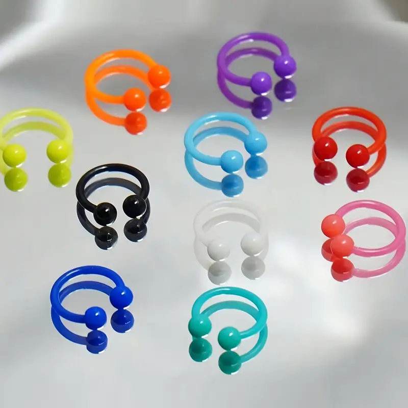 Y2K Pastel Candy Multicolor Body Jewelry Set, Nose Rings, Nostril Nose Ring, Nose Cuff, Lip Piercings, Non-Pierced Ear Earrings, Women's Piercing Accessories, Nose Piercings Kit