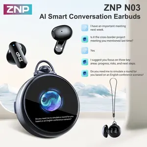 ZNP N03 TWS Bluetooth Earbuds, Bluetooth 6.0, LED Smart Touch Control, Lightweight In-Ear Design, IPX5 Waterproof, Suitable for Gaming, Office Work, Sports, Studying, and Voice Calls, Built-In Microphone