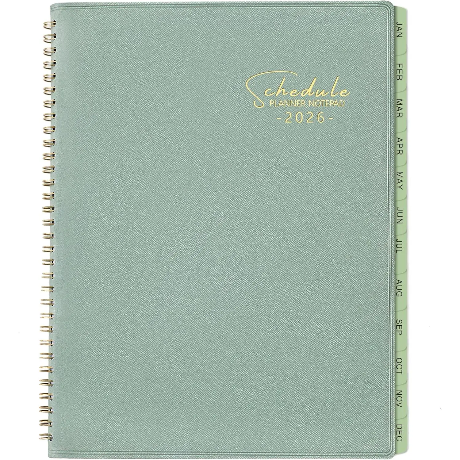 2026 Planner - Business Planner 2026, 3-Tier Schedule Planner Notepad, JAN 2026 - DEC 2026, 2026 Appointment Book, Daily Planners, 8.74" x 11.38", 60 Minutes Intervals + Monthly Tabs + Leather Cover + Pocket - Pea Green